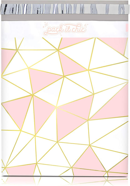 - 10X13 (100 Pack) Mosaic Triangle Poly Mailer Envelope Plastic Custom Mailing & Shipping Bags - Self Seal