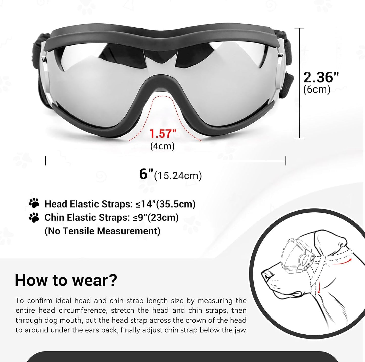 Dog Goggles - Large Dog Eye Protection Goggles Windproof Sunglasses for Medium Large Dog